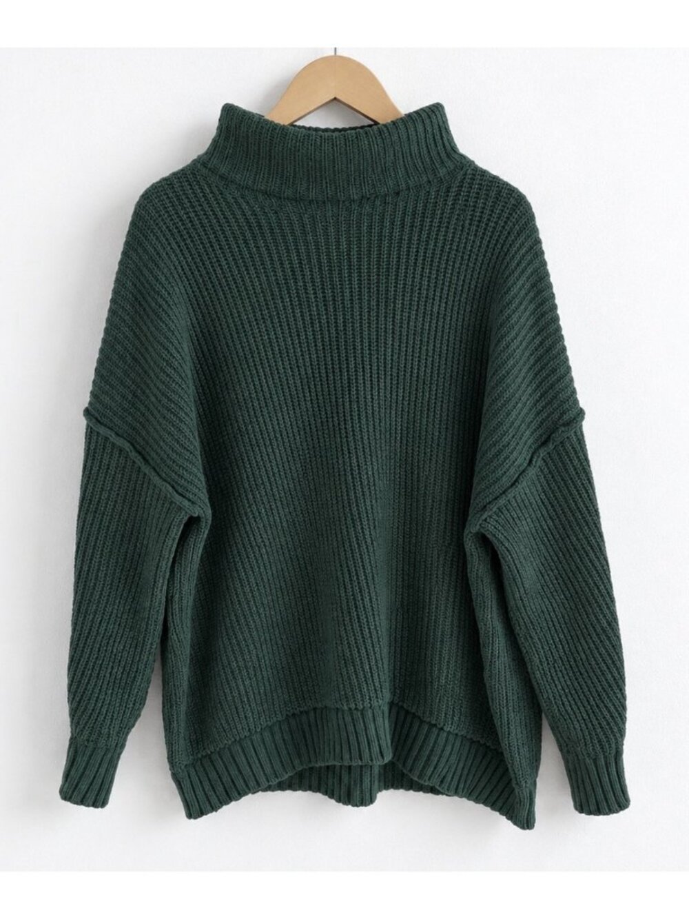 Aerie Chenille Feels Sweater Oversized Turtleneck Forest Green Women’s M